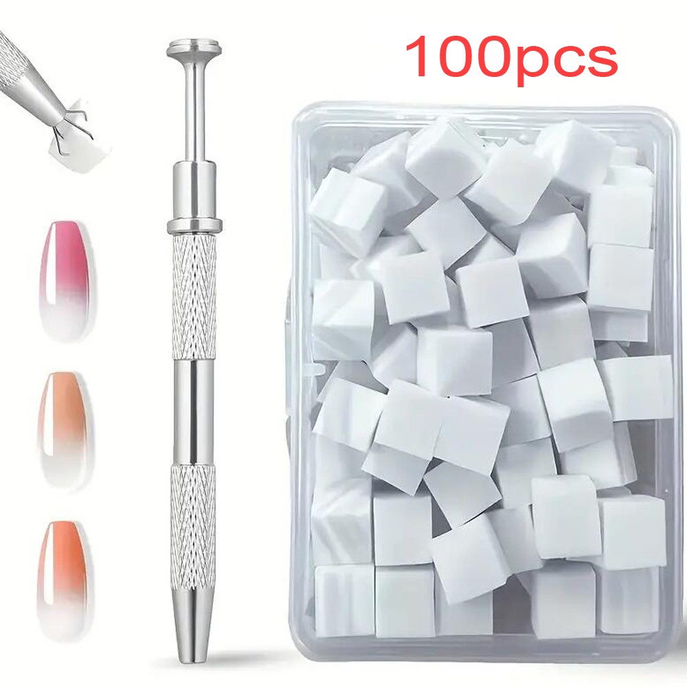 Nail Art Ombre - 50/100개입 화이트 미니 네일 스펀지 그랩핑