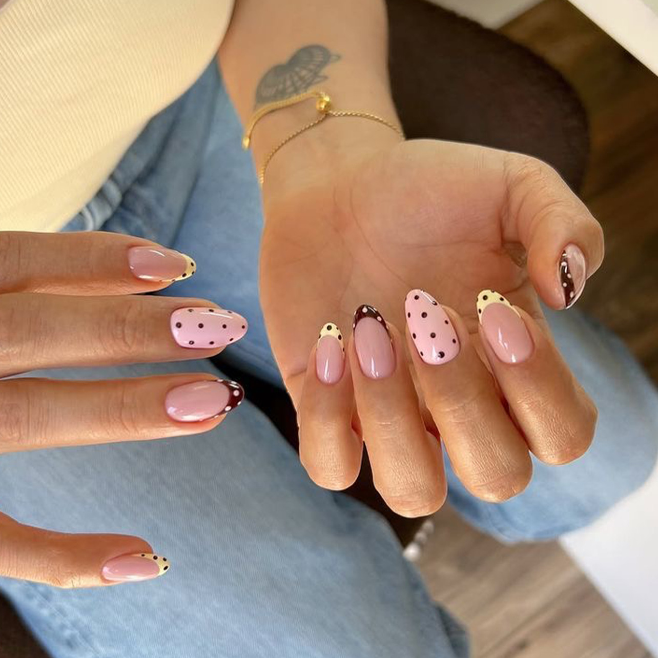 Nail Art Pink - 24개 아몬드 모양 인조 손톱 세트,