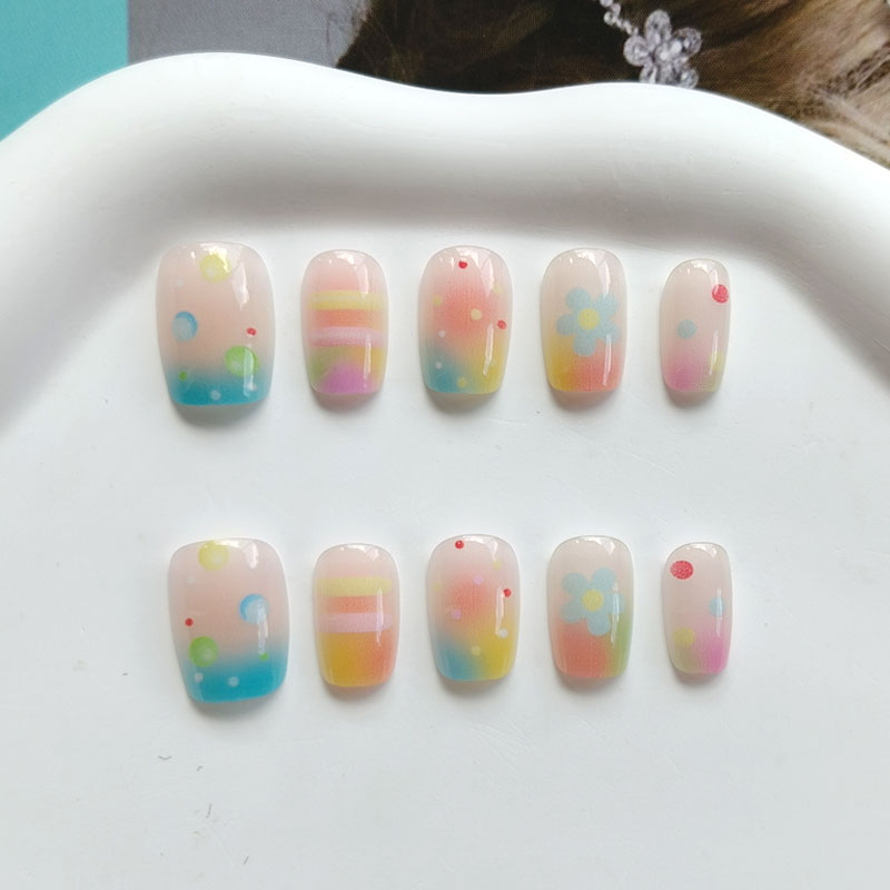 Nail Art Ombre - 10개입 레인보우 버블 껌 달콤하고 귀여운