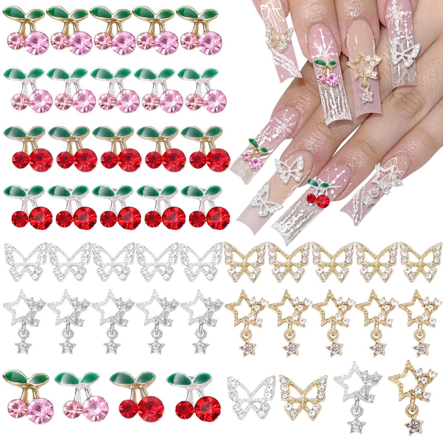 40 Pcs 합금 네일 보석 매력, 실버 골드 3D 나 - Nail Art Valentines Day 리뷰 및 가격