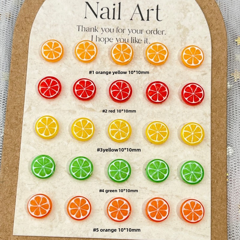 20개 3D 미니 모조 음식 레몬 오렌지 슬라이스 네일 - Nail Art Orange 리뷰 및 가격