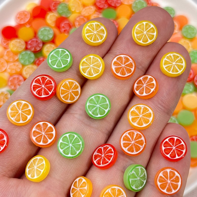 20개 3D 미니 모조 음식 레몬 오렌지 슬라이스 네일 - Nail Art Orange 리뷰 및 가격