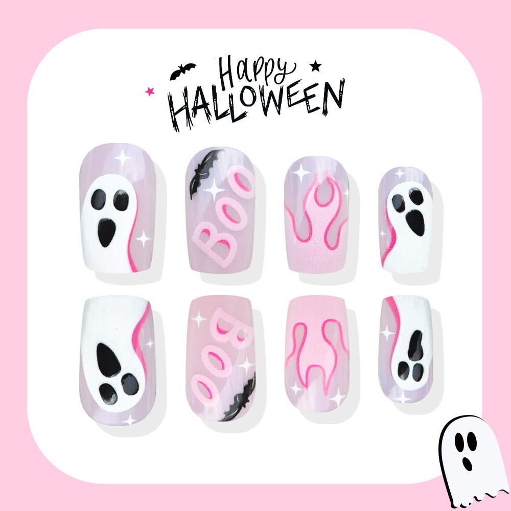 24개 할로윈 프레스온 네일 핑크 귀여운 유령 거미줄  - Nail Art Pink 리뷰 및 가격