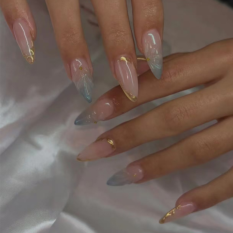 24개입 착용 가능한 프레스온 네일 세트 그라데이션 블 - Nail Art Press On 리뷰 및 가격