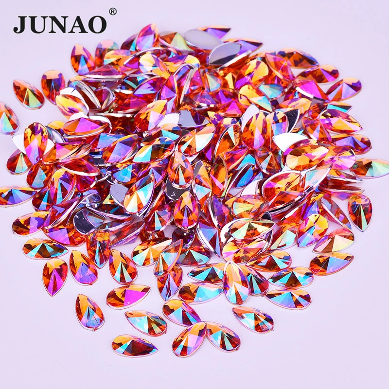 JUNAO 8x13mm 오렌지 AB 아크릴 비 핫 픽스 - Nail Art Orange 리뷰 및 가격