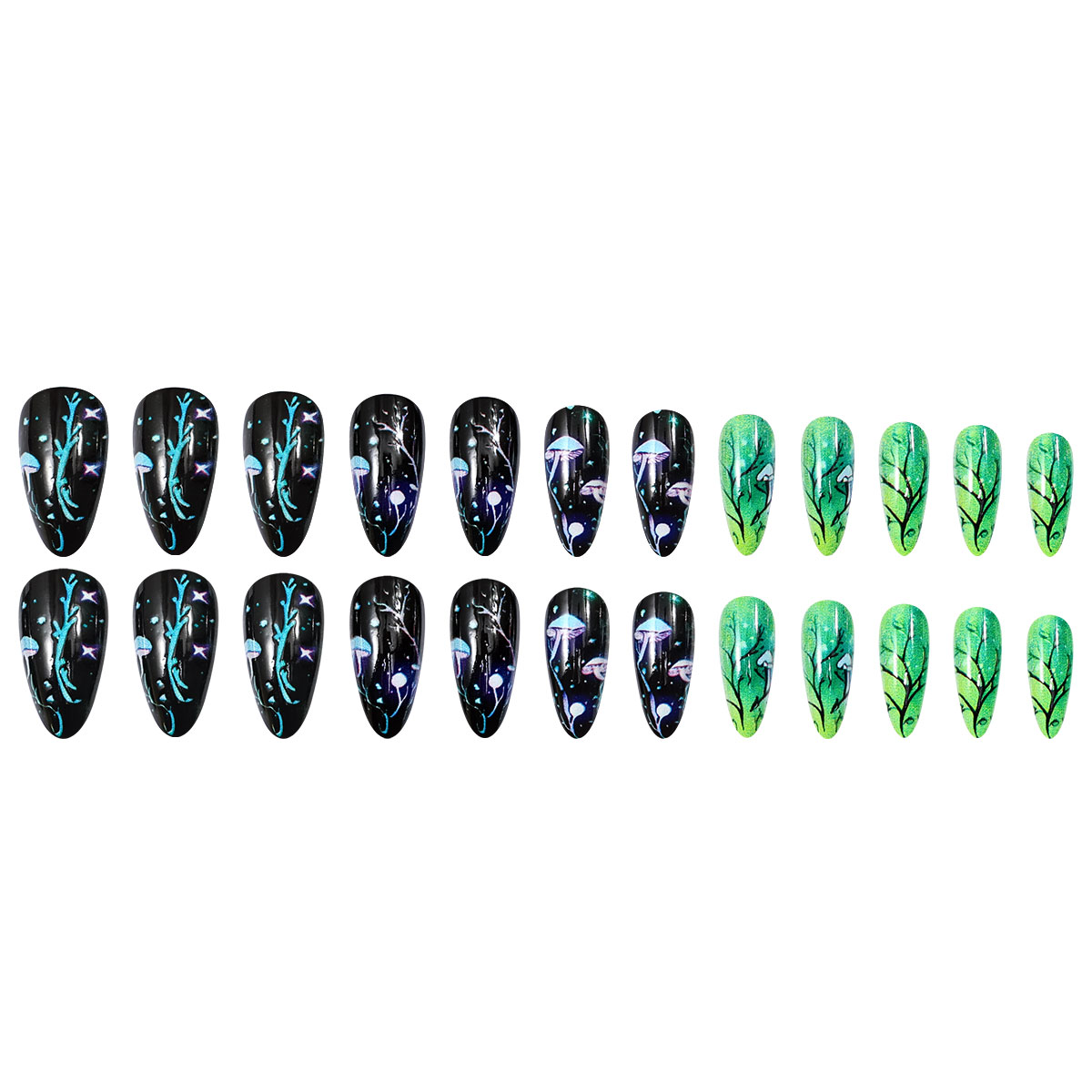 아몬드 프레스온 네일 버섯 모양 가짜 손톱 잎사귀 스머 - Nail Art Press On 리뷰 및 가격