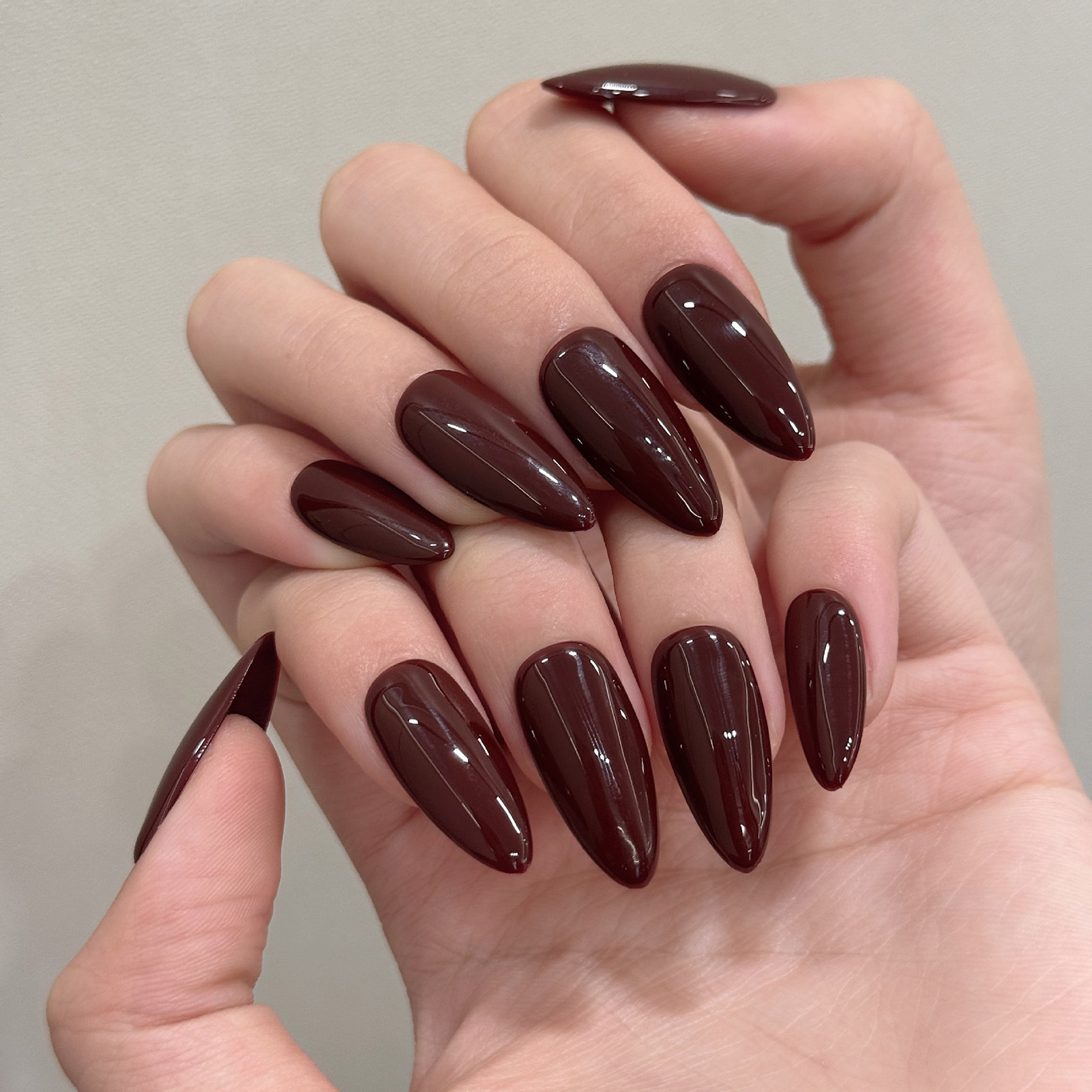 10개 수제 단색 아몬드 모양 프레스온 네일 재사용 가 - Nail Art Press On 리뷰 및 가격