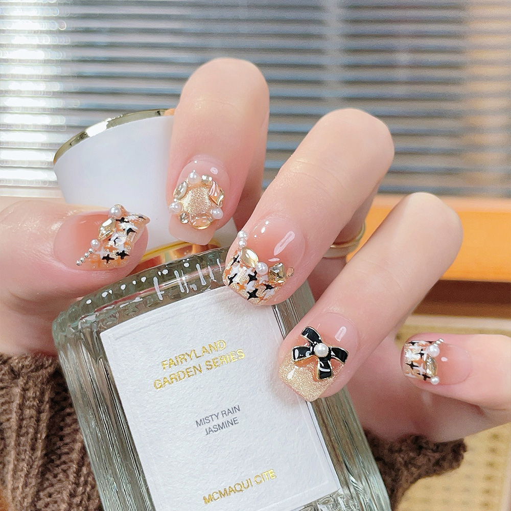10개입 초단형 사다리꼴 수제 프레스온 네일 키트, 골 - Nail Art Orange 리뷰 및 가격