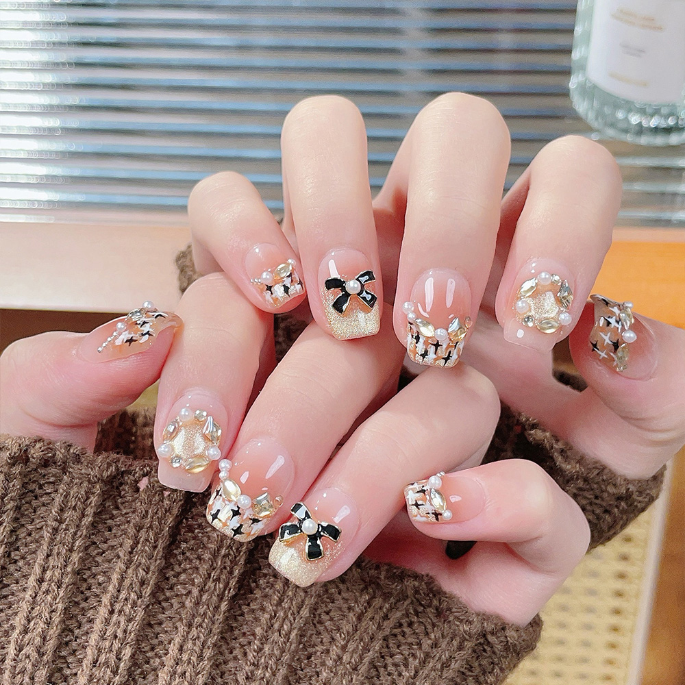 10개입 초단형 사다리꼴 수제 프레스온 네일 키트, 골 - Nail Art Orange 리뷰 및 가격